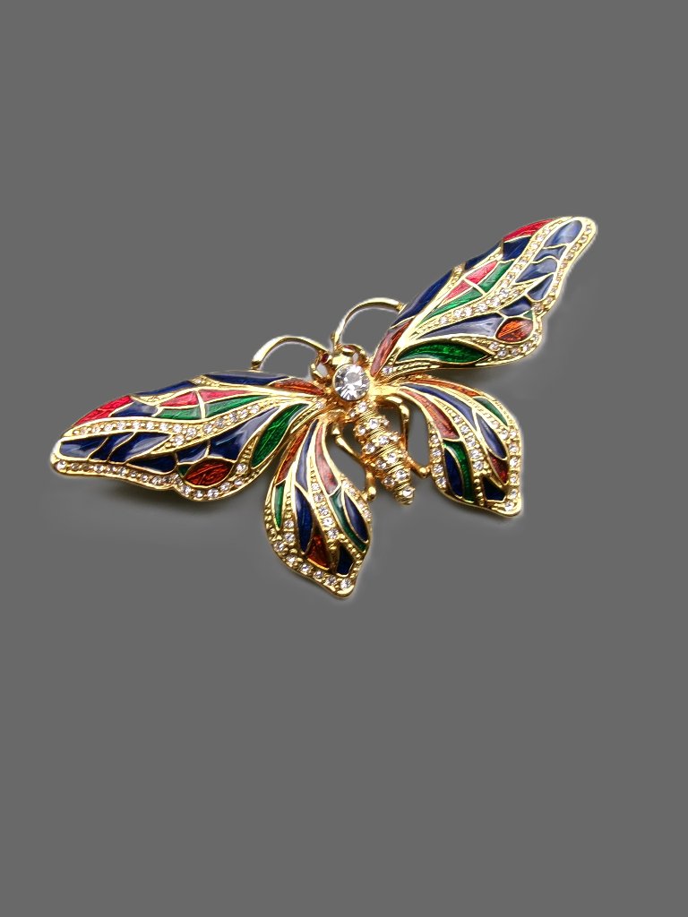 Camrose & Kross Jbk Butterfly Brooch, Colorful Enamel With Crystals